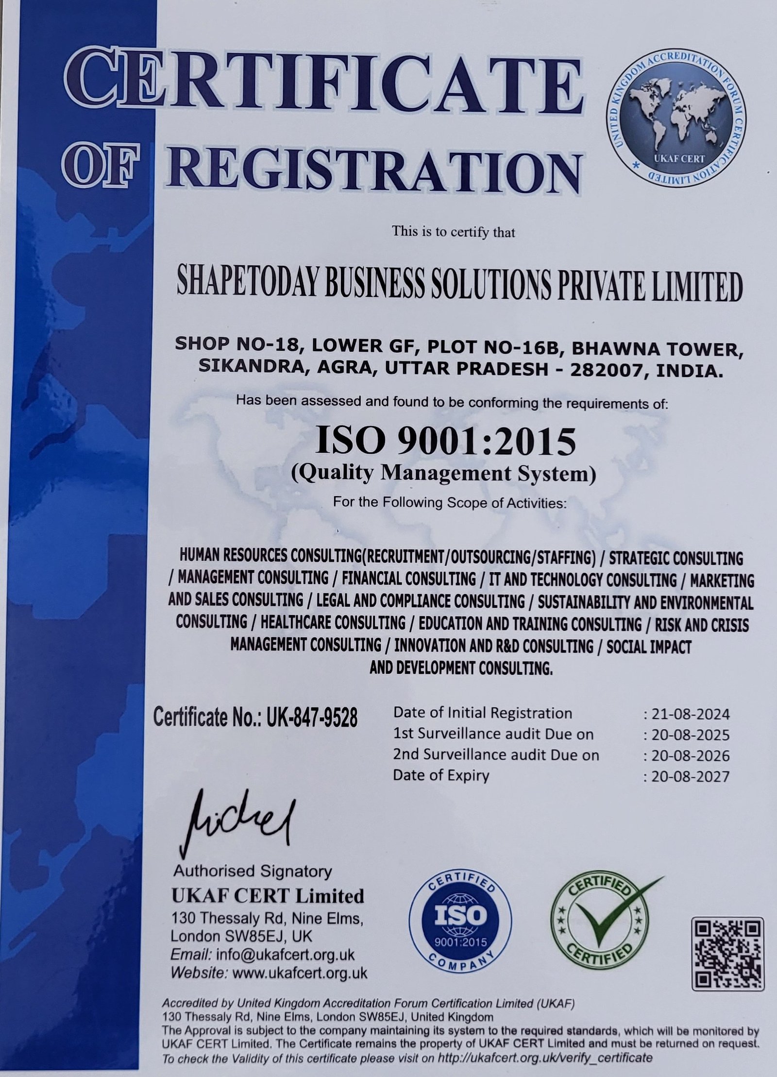 ISO 9001 Certificate